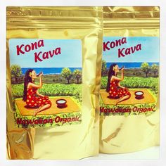 two bags of kona kava sitting on top of each other