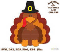 a turkey with a pilgrim hat on it's head is cut out from paper