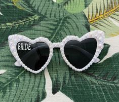 Heart Pearl sunglasses. Perfect for bridal shower, wedding, honeymoon or bachelorette. Bride Sunglasses, Pearl Bride, Travel Jewelry Box, Heart Sunglasses, Bride And Groom Gifts, Handmade Heart, Cool Jackets, Travel Jewelry, Wedding Groom