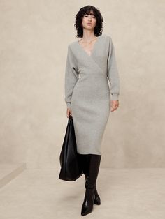 Midi Sweater Dress, Essential Dress, Classy Casual Outfits, Classy Casual, Sweater Dress Midi, Banana Republic Factory, North Face Jacket, Dress Design, Women's Dresses