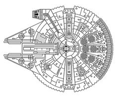 a drawing of a star trek ship in black and white with lots of details on it