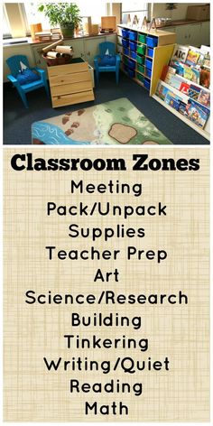 the classroom zone is filled with books, toys and other things to do for kids