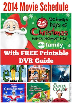 christmas movies with free printable dvd guide for kids and adults, including the santa clause