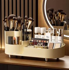 PRICES MAY VARY. ✅ 【Premium Material Swivel Makeup Brush Holder】- Makeup case is made of high grade PET + ABS material, our makeup organizer is sturdy and durable.Non fading, easy to clean. cosmetic storage box requires no installation and can be used directly. ✅ 【360° Rotation Makeup Brush Holder】:The makeup organizer has both rotating and fixed storage organizers,you can easily view and get items from all directions,very convenient, 360° rotation cylinder spins can be disassembled, or fixed bo Countertop Makeup Organization, Makeup Organizer Countertop, Rotating Makeup Organizer, Makeup Storage Box, Cosmetic Display, Make Up Organiser, Vanity Organization, Makeup Brush Holders, Luxury Makeup