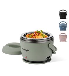 the crockpot slow cooker is shown with four different colors