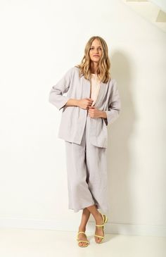 "Linen kimono jacket with loose fit. Kimono collar, set in sleeves and a belt option would make you feel like in a real kimono. Couple this jacket with culotte pants, if you want to spark with energy. Or wear it as a cardigan or a robe coat, if you aim for something more relaxing. Double washed for extra softness and shrinkage prevention. ABOUT US LINEN ID was born from desire to embrace things that actually matter. We aim to create sustainable garments that offer uncompromised design, are versa Festival Trousers, Kimono Collar, Linen Culottes, Women Kimono, Linen Kimono, Linen Tunic Dress, Linen Cardigan, Palazzo Trousers, Pants Linen