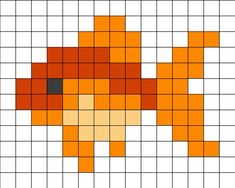 an orange and white pixellated pattern with squares in the shape of a dog's head