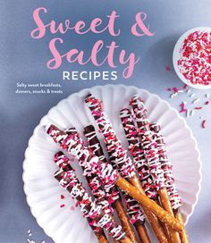 the cover of sweet and salty recipes, with sprinkles on top of them