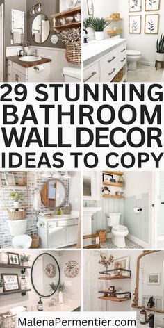 bathroom wall decor Bathroom Declutter, Bathroom Wall Decor Ideas, Half Bath Decor, Apartment Bathroom Ideas, Bathroom Simple, Bathroom Redecorating, Half Bathroom Decor, Rental Bathroom, Gray And White Bathroom