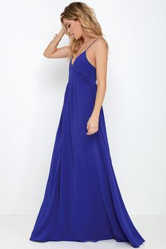 On the Silver Screen Royal Blue Maxi Dressat Lulus.com! Blue Lined Dress For Dress Down Occasions, Casual Blue Lined Dress, Blue Lined Maxi Dress, Blue Long Lined Dress, Blue V-neck Maxi Dress For Prom, Blue Floor-length Maxi Dress With Ruffles, Blue Floor-length Ruffled Maxi Dress, Blue Ruffled Floor-length Maxi Dress, Blue Dress With Spaghetti Straps And Lining