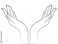 two hands reaching out to each other in the air with their palms extended, on a white background