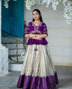 Half Saree Function Dress Ideas, Half Saree Neck Designs, Gown Saree Design, Latest Saree Gown Designs, Mangalagiri Pattu Lehenga, Half Saree Traditional, Latest Half Saree Designs, Long Frocks Design, Half Saree Blouse Designs