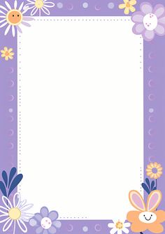 a purple and white frame with flowers on it