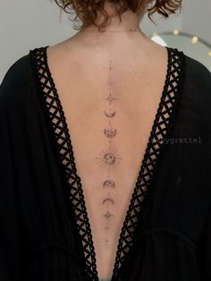 the back of a woman's neck with five phases on her left and right side