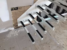 an image of some stairs being installed on the ground