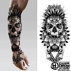 #forearm #skulltattoo #skull #patterns #symbols #geometricink #skullart  #hardstudio #designtattoo #inkdesign #bngtattoo #customdesign #graphics #line #butterflycrown #inkofmetamorphosis #butterfly #geometry #tattoodesign Skull Pattern Tattoo, Leg Pattern Tattoo, Patterned Tattoos, Skull Forearm Tattoo, Skull Tattoo Sleeve, Skull Flower Tattoo, Tattoo Designs Skull, Geometric Tattoo Stencil, Bushido Tattoo