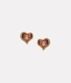 The asymmetric heart shape has become a signature style of the house, which Vivienne used to evoke affection for both humanity and the planet. Our Petra earrings adopt a red heart silhouette, adorned with yellow-coloured crystals and a gold-tone orb motif - synonymous with our house's vision of launching tradition into the future. Petra Earrings, Gold And Red Earrings, Vivienne Westwood Earrings, Backpack Travel Bag, Red Earrings, Gold Gold, Color Crystal, Airport Style, Lace Boots