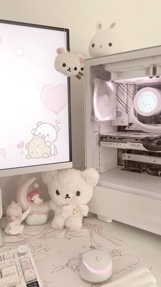 my tiktok: mymelo4dy Pink Desks, Apartment Pink, Pink Setup, Kawaii Room Ideas, Dream Setup, Japanese Apartment, Desk Organisation, Pink Desk, Desk Inspiration