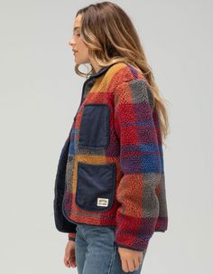 BRIXTON Delilah Womens Sherpa Jacket - MULTI | Tillys Mountain Looks For Women, Fleece Jacket Aesthetic, Brixton Clothing, Sherpa Jacket Outfit, Thrift Manifest, Womens Sherpa Jacket, Womens Sherpa, Fleece Jackets, Fall Fit