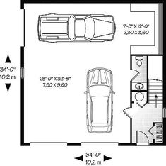 the floor plan for a two car garage