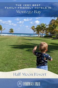 a young boy flying a kite on top of a lush green field