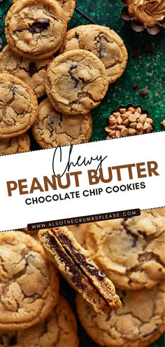 Chewy Peanut Butter Chocolate Chip Cookies Chocolate Chip Cookies With Peanut Butter, Chocolate Chip Peanut Butter Cookies, Chewy Cookies, Peanut Butter Chocolate Chip Cookies, Chocolate Peanut Butter Cookies, Lost 100 Pounds, Peanut Butter Chocolate Chip, Peanut Butter Chocolate, Peanut Butter Recipes