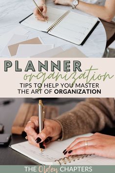 a woman writing on a notebook with the title planner organization tips to help you master the art of organization