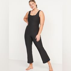 Power Up In Our Powersoft Flared Jumpsuit--Light Compression Fabric Meets A Ridiculously Smooth, Peachy-Soft Feel B Square Neck. Sleeveless Arm Openings. Built-In Shelf Bra, With Removable Padded Cups And Mesh Front Lining. Old Navy Active Reflective Logo In Back. Flared Pants. Gusseted For Ease Of Movement. Flat-Lock Seams Prevent Chafing. Go-Dry Moisture-Wicking Technology Keeps You Dry & Comfortable. Four-Way Super Stretch For Ultimate Movement. Breathable, Lightweight Compression Interlock F Seamless Jumpsuit, Flared Jumpsuit, Utility Romper, Jumpsuit Style, Yellow Jumpsuit, Jumpsuit For Women, Flare Jumpsuit, Compression Fabric, Striped Rompers