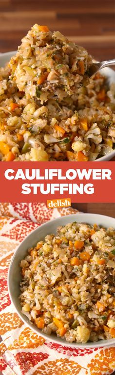 this cauliflower stuffing is the perfect side dish to use up leftover rice