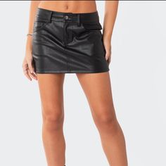 Faux Leather Mini Skirt Edgy Faux Leather Skirt For Club, Edgy Faux Leather Skirt For Spring, Rock Style Mini Skirt For Fall Night Out, Rock Style Mini Skirt For Night Out In Fall, Fall Rock Style Mini Skirt For Night Out, Trendy Black Faux Leather Mini Skirt, Edgy High-waist Faux Leather Skirt, Edgy High Waist Faux Leather Skirt, Trendy Faux Leather Skort For Fall