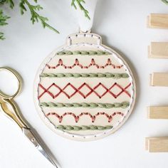 [product_title] - Artful Needleworker Counted Cross Stitch Yarn Ribbon And Thread, Kitty Embroidery, Embroidered Ornaments, Embroidered Christmas Ornaments, Wood Embroidery, Easy Yarn Crafts, Ornament Embroidery, Embroidery Ornaments, Christmas Embroidery Patterns