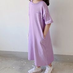 -100% Cotton/Preshrunk -Simple Design Shift T-Shirt Dress -One Pocket On Chest And Two On The Side At Waist Level -Simple And Causal Style That Suit For Any Occasions -Two Colors And 5 Sizes Are Available Pocket Shirt Design, Jersey Dress Girl, Smocked Bishop Dress, Purple Girls Dress, Matilda Jane Clothing, Dress T Shirt, Girls Blue Dress, Sisters Dress, Girls Floral Dress