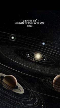 the solar system with four planets in front of it and an image of saturn on the bottom