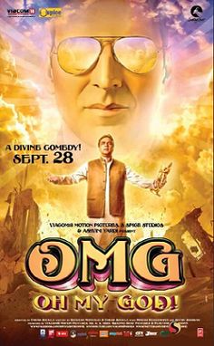 the poster for omg oh my god, which features an image of a man with glasses