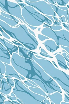 an abstract blue and white marble pattern with wavy lines on the surface, as well as water