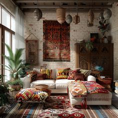 a living room filled with lots of furniture and rugs