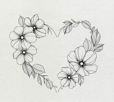 a heart with flowers drawn on it