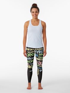 "Word art design, synonyms for word beautiful." Leggings by Stepanova | Redbubble Work Out Outfits Women Athletic Wear, Yoga Room Design, Athletic Wear Womens, Working Out Outfits, Word Art Design, Gym Clothes Women, Gym Decor, Yoga Accessories, Workout Aesthetic