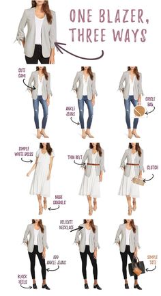 Spring Outfits Casual Chic, Chic Blazer Outfit, Grey Blazer Outfit, Work Outfits Frauen, Casual Chic Outfits, Blazer Outfits Casual, Blazer Outfits For Women, Fashion Capsule Wardrobe, Spring Work Outfits