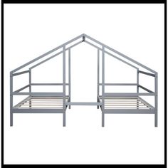 a metal bed frame with no mattresses on the top and bottom part in grey