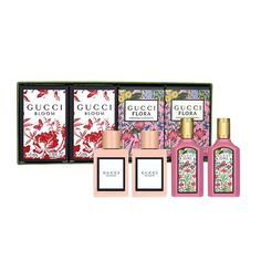 Gucci 4 Pcs Mini Gift Set includes:- 2 * BLOOM Eau De Parfum Spray 0.16 oz, 2 * GORGEOUS GARDENIA Eau De Parfum Spray 0.16 oz, (Individually Boxed). Gucci Flora Gorgeous Gardenia, Flora Gucci, Gucci Bloom, Gucci Flora, Miniature Perfume, Gucci Mini, Perfume Store, Gift Sets For Women, Miniature Gift