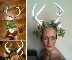 Skeleton Costume Diy, Deer Antler Ideas, Diy Paper Mache, Antler Ideas, Deer Costume, Mardi Gras Costumes, Halloween Crafts Decorations, Diy Cans