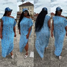 Denim will ALWAYS be a vibe and this light weight denim maxi dress does not disappoint! Cut slits throughout this flowy statement piece that has multiple styling options to give you an edge! Leg split allows comfort and versatility to be worn on either side. In One Size fits up to 3X Styling tip: Can be worn over jeans, dresses, on it's own. Dress is not see through. Styling options are endless! Available in Medium Blue , Dark Denim and Black Denim Size US Size One Size Casual Light Blue Maxi Dress, Casual Spring Maxi Dress With Side Slits, Light Blue Maxi Dress For Beach Cover-up In Spring, Casual Oversized Maxi Dress For Day Out, Casual Light Blue Maxi Dress For Day Out, Casual Long Blue Maxi Dress, Casual Oversized Dress With Side Slits, Trendy Long Maxi Dress For Summer, Trendy Long Summer Maxi Dress