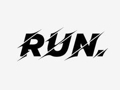 the word run written in black and white