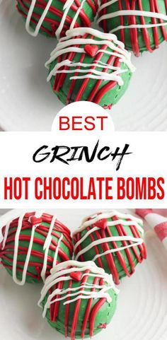 Grinch Chocolate, Grinch Hot Chocolate, Homemade Food Gifts For Christmas, Food Gifts For Christmas, Grinch Ideas, Diy Hot Chocolate, Tiktok Recipes, Chocolate Balls, Homemade Food Gifts