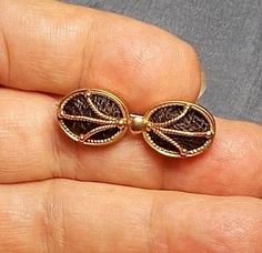 ".TINY Mourning Hair Brooch 1 1/4\" 9K Gold (unmarked) Tested guaranteed, Antique Victorian Brown Hair Table Worked Woven in Pattern Keepsake Necklace Option Offered 324.90 Measures 1 1/4\" x 1/2\" x x 1/8\" . Hair work is a mm irregular under protective gold beaded accents. Clasp is tight enough to slip necklace under & wear vertically. I have offered a 16\" gold plated necklace option for $10.00 additional. There is a purposful hole in the gold knot of bow made by maker. If you wish, I cou Keepsake Necklace, Hair Brooch, Picture Locket, Rhinestone Tiara, Victorian Gold, Cameo Necklace, Glass Rings, Victorian Jewelry, Gold Plated Necklace