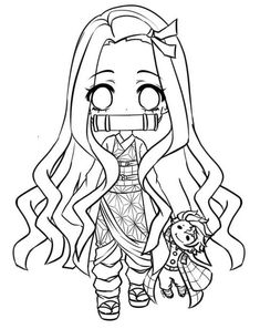 a cartoon girl with long hair holding a teddy bear