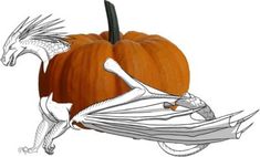 a drawing of a dragon on top of a pumpkin