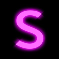 the letter s is lit up with purple light