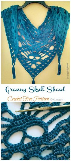 the crochet shawl is made with yarn